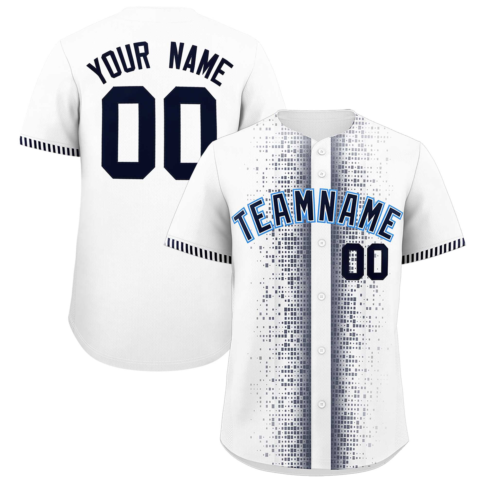 Custom White Navy Personalized Phonetic Rhythm Authentic Baseball Jersey