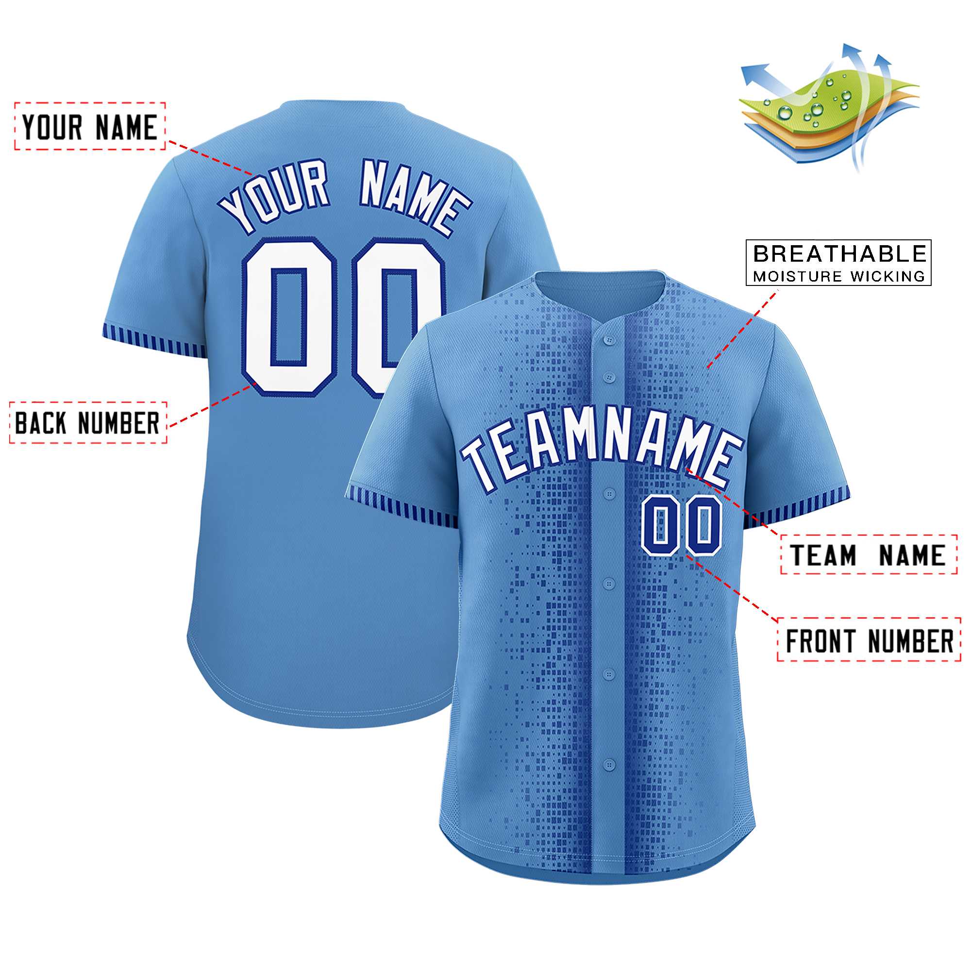 Custom Light Blue Royal Personalized Phonetic Rhythm Authentic Baseball Jersey