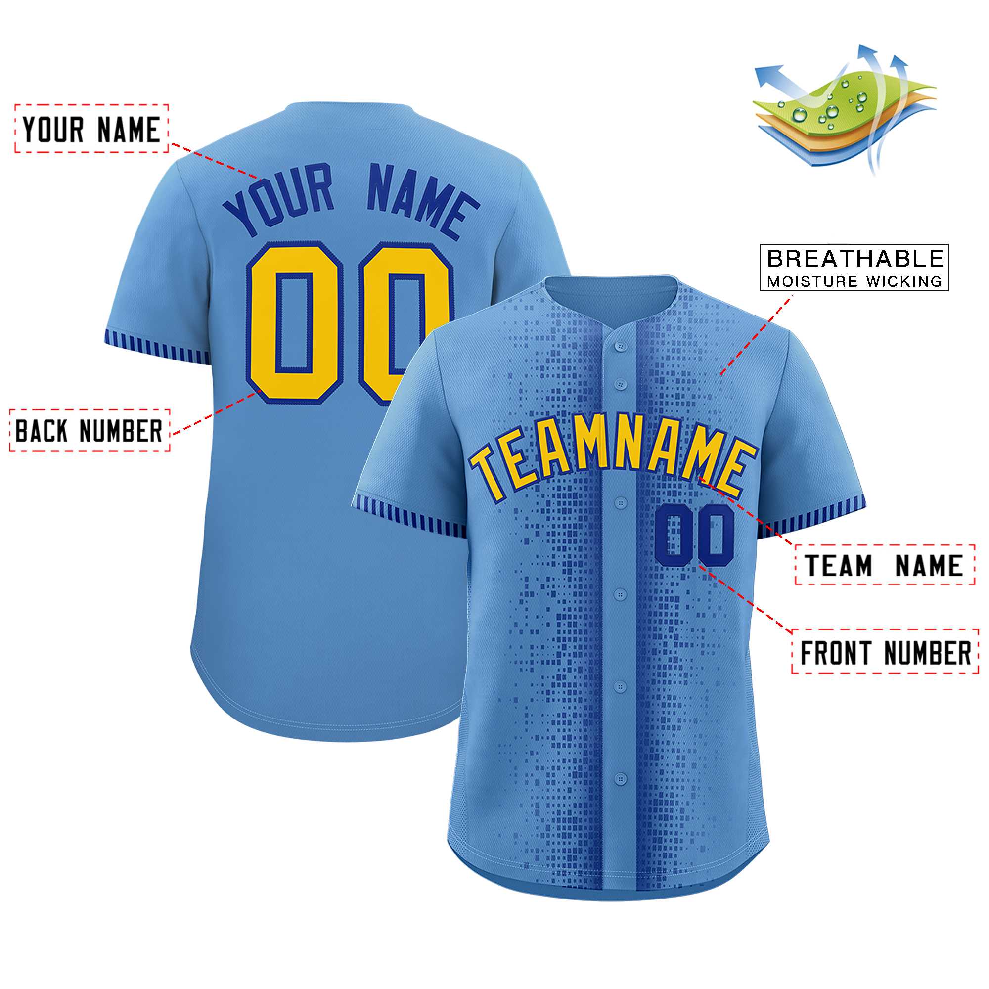 Custom Light Blue Royal Personalized Phonetic Rhythm Authentic Baseball Jersey