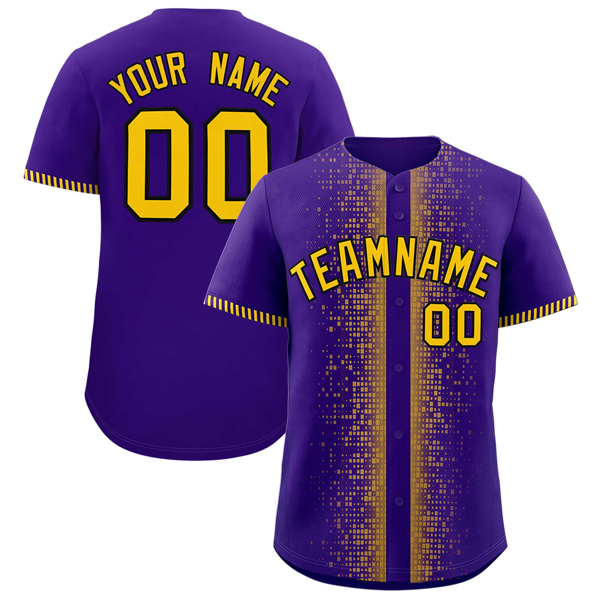 Custom Purple Gold Personalized Phonetic Rhythm Authentic Baseball Jersey