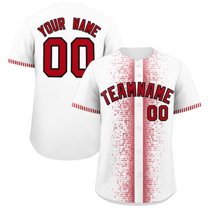 Custom White Red Personalized Phonetic Rhythm Authentic Baseball Jersey