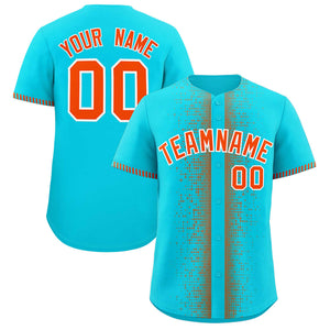 Custom Aqua Orange Personalized Phonetic Rhythm Authentic Baseball Jersey