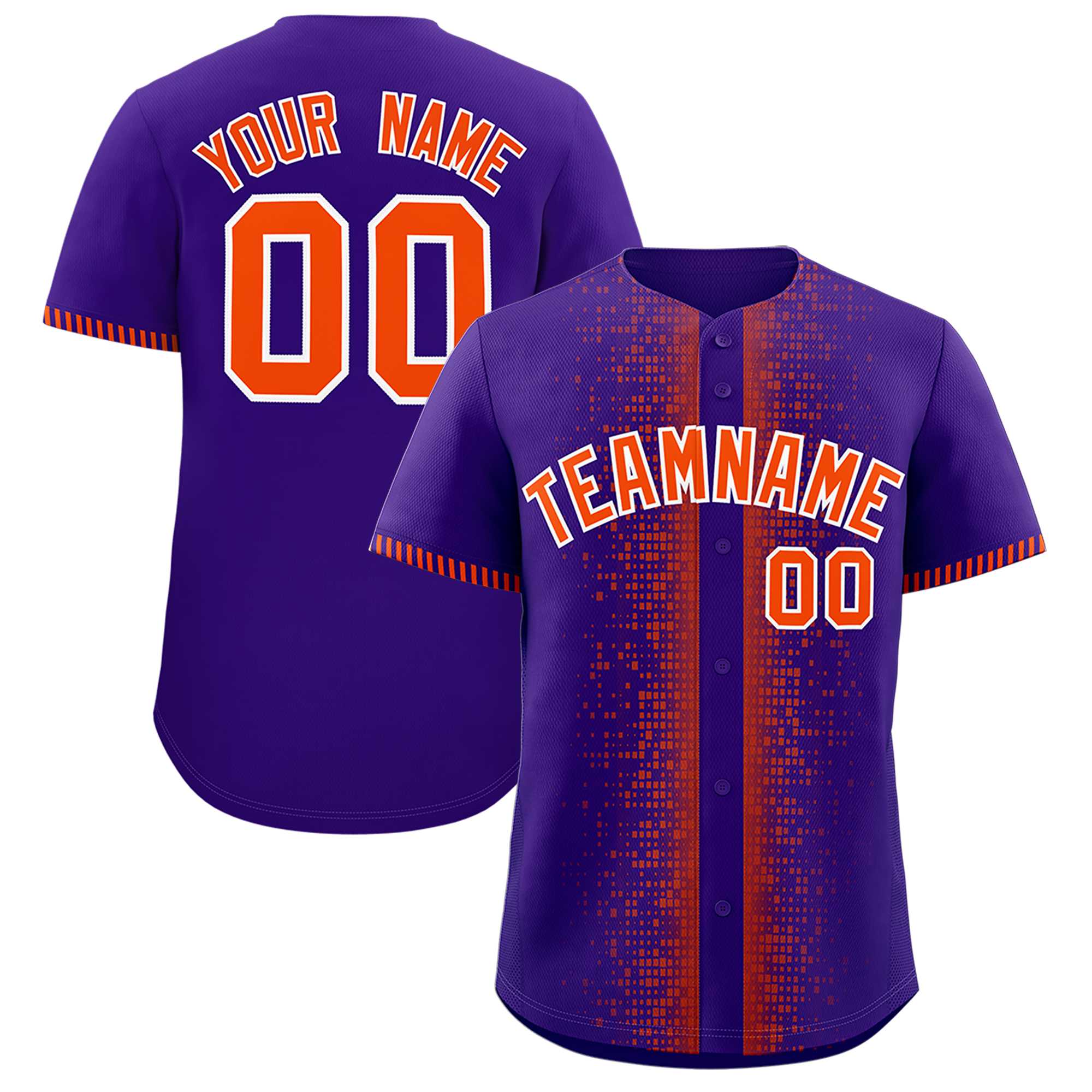 Custom Purple Orange Personalized Phonetic Rhythm Authentic Baseball Jersey