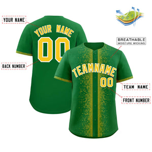 Custom Kelly Green Gold Personalized Phonetic Rhythm Authentic Baseball Jersey