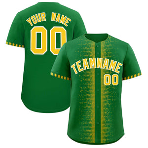 Custom Kelly Green Gold Personalized Phonetic Rhythm Authentic Baseball Jersey