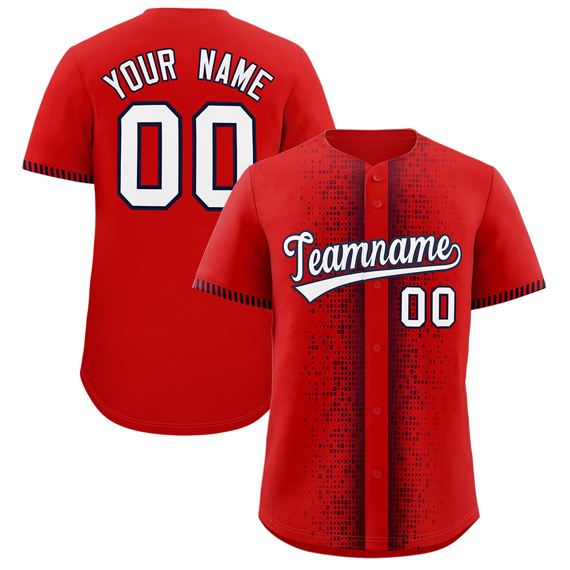 Custom Red Navy Personalized Phonetic Rhythm Authentic Baseball Jersey