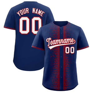 Custom Navy Red Personalized Phonetic Rhythm Authentic Baseball Jersey