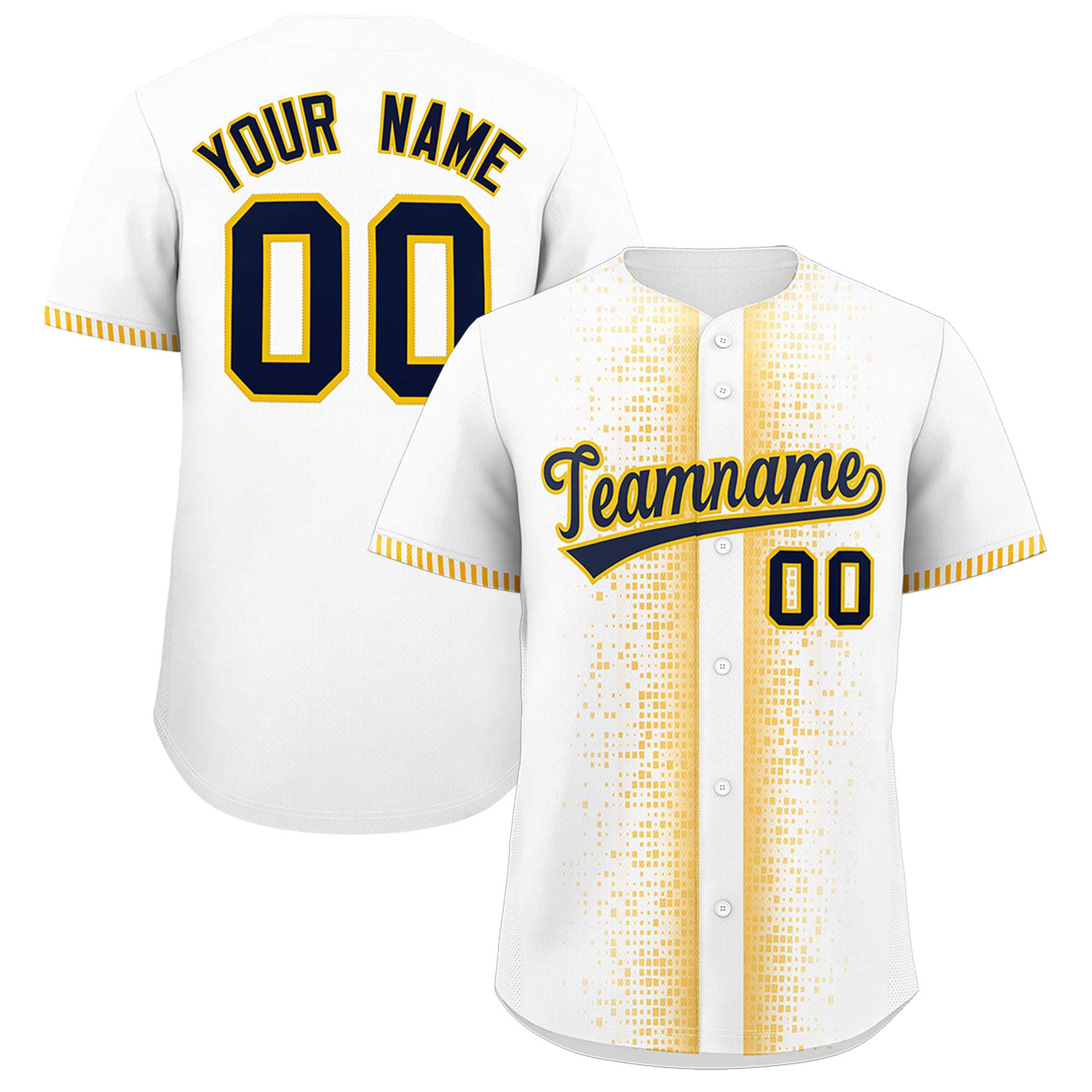 Custom White Gold Personalized Phonetic Rhythm Authentic Baseball Jersey