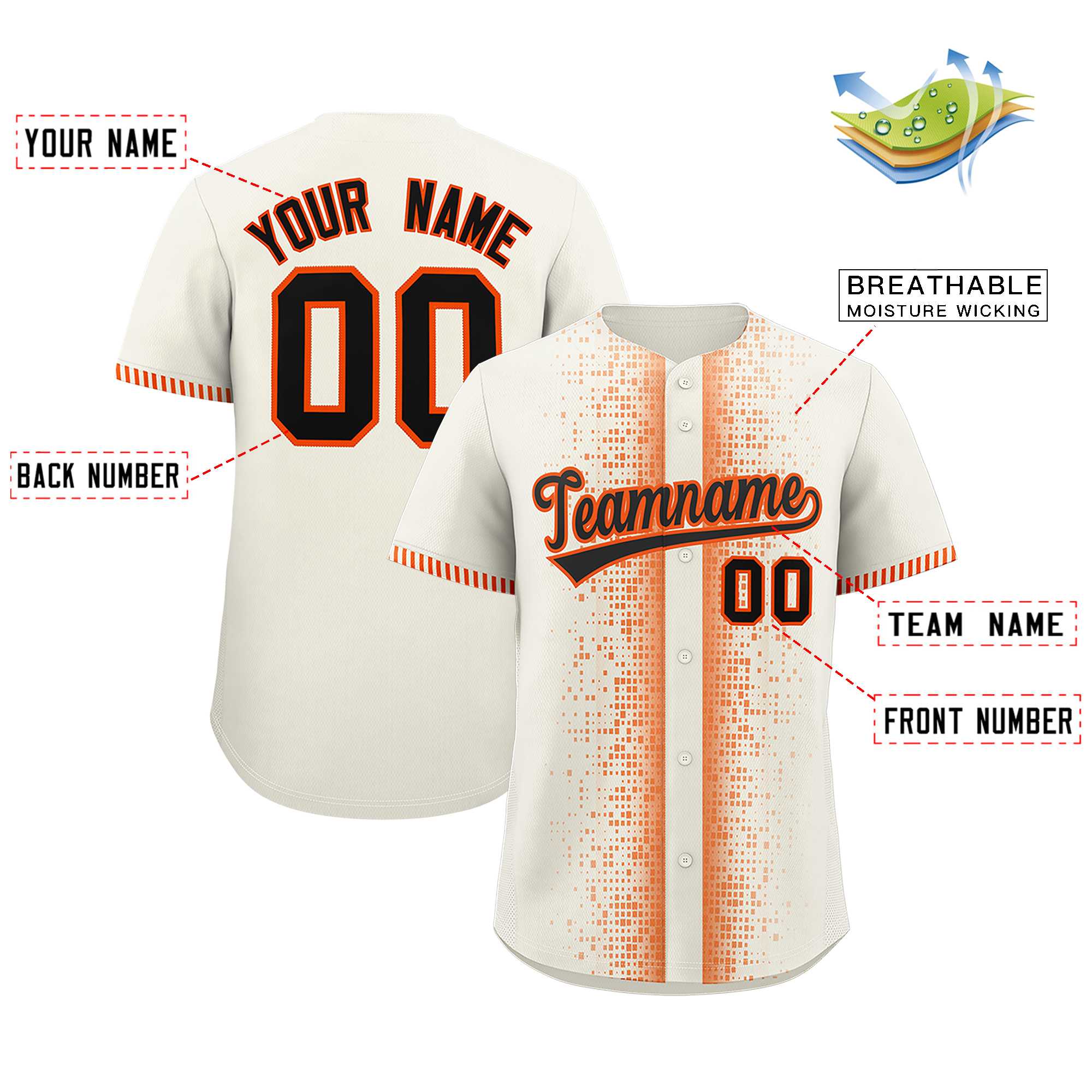 Custom Cream Orange Personalized Phonetic Rhythm Authentic Baseball Jersey