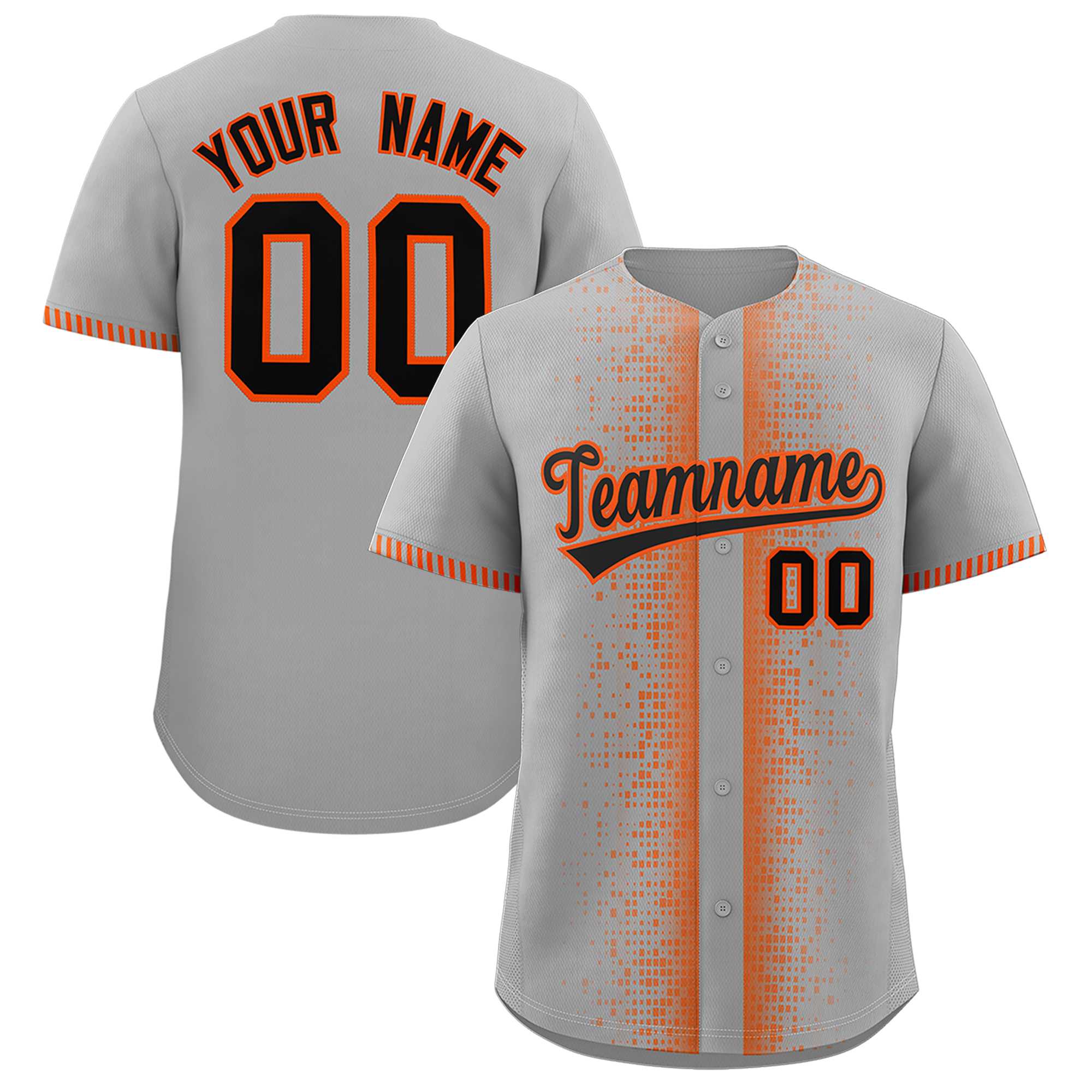 Custom Gray Orange Personalized Phonetic Rhythm Authentic Baseball Jersey