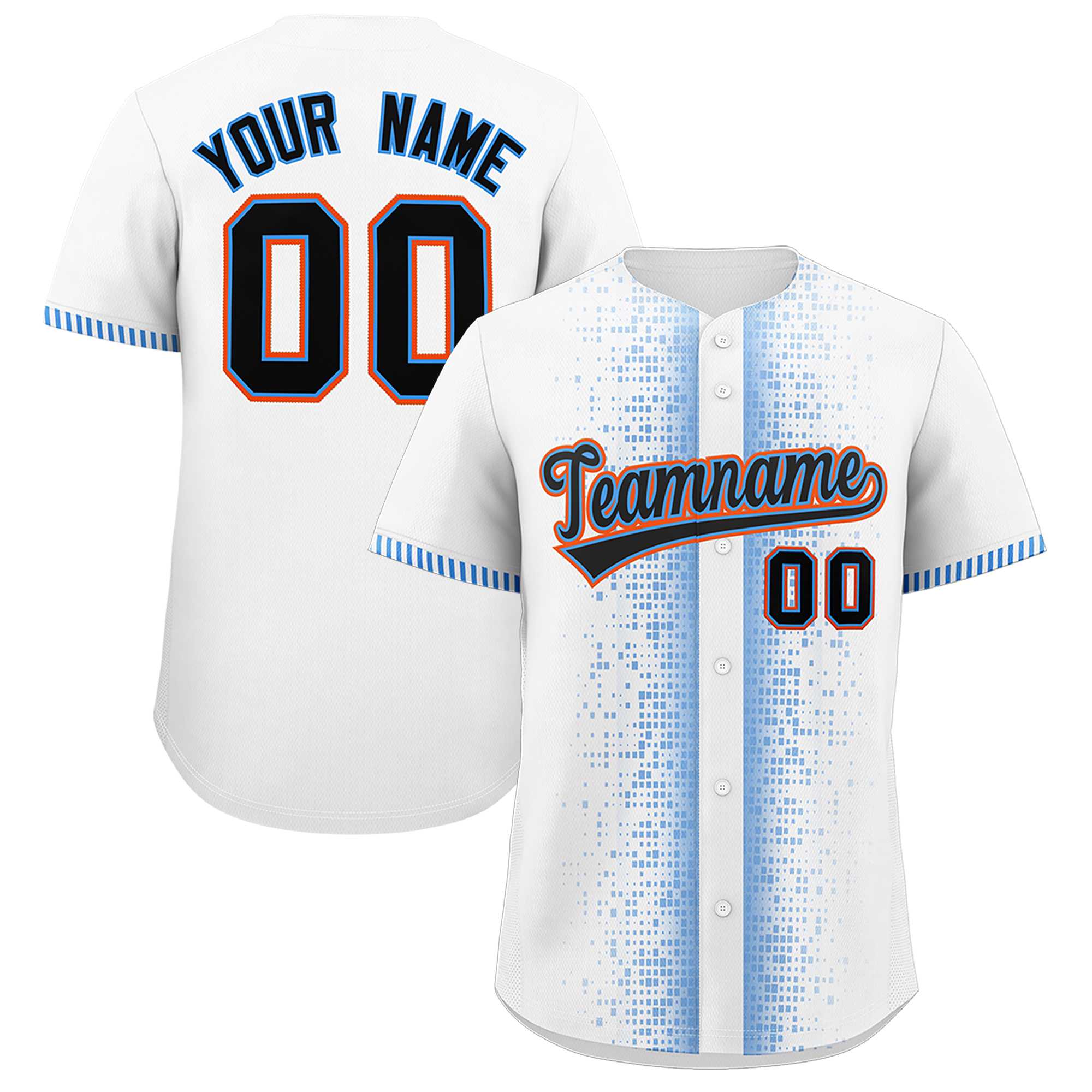 Custom White Powder Blue Personalized Phonetic Rhythm Authentic Baseball Jersey