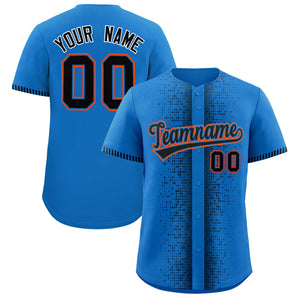 Custom Powder Blue Black Personalized Phonetic Rhythm Authentic Baseball Jersey