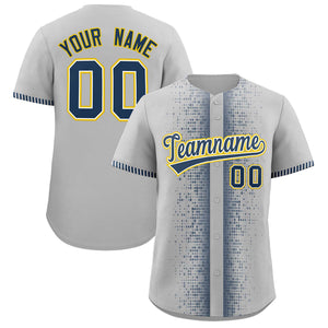 Custom Gray Midnight Blue Personalized Phonetic Rhythm Authentic Baseball Jersey