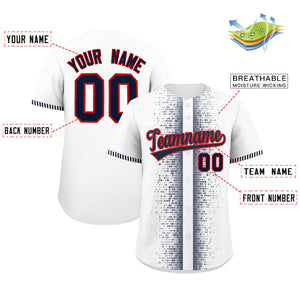 Custom White Navy Personalized Phonetic Rhythm Authentic Baseball Jersey