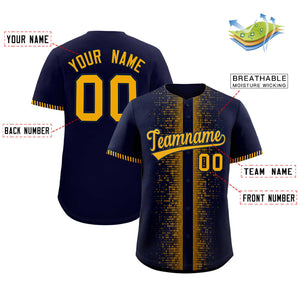 Custom Navy Yellow Personalized Phonetic Rhythm Authentic Baseball Jersey