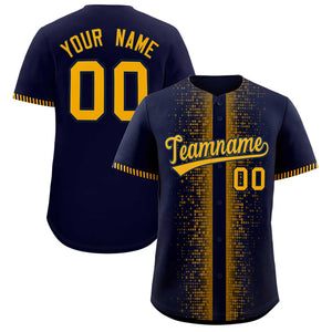 Custom Navy Yellow Personalized Phonetic Rhythm Authentic Baseball Jersey