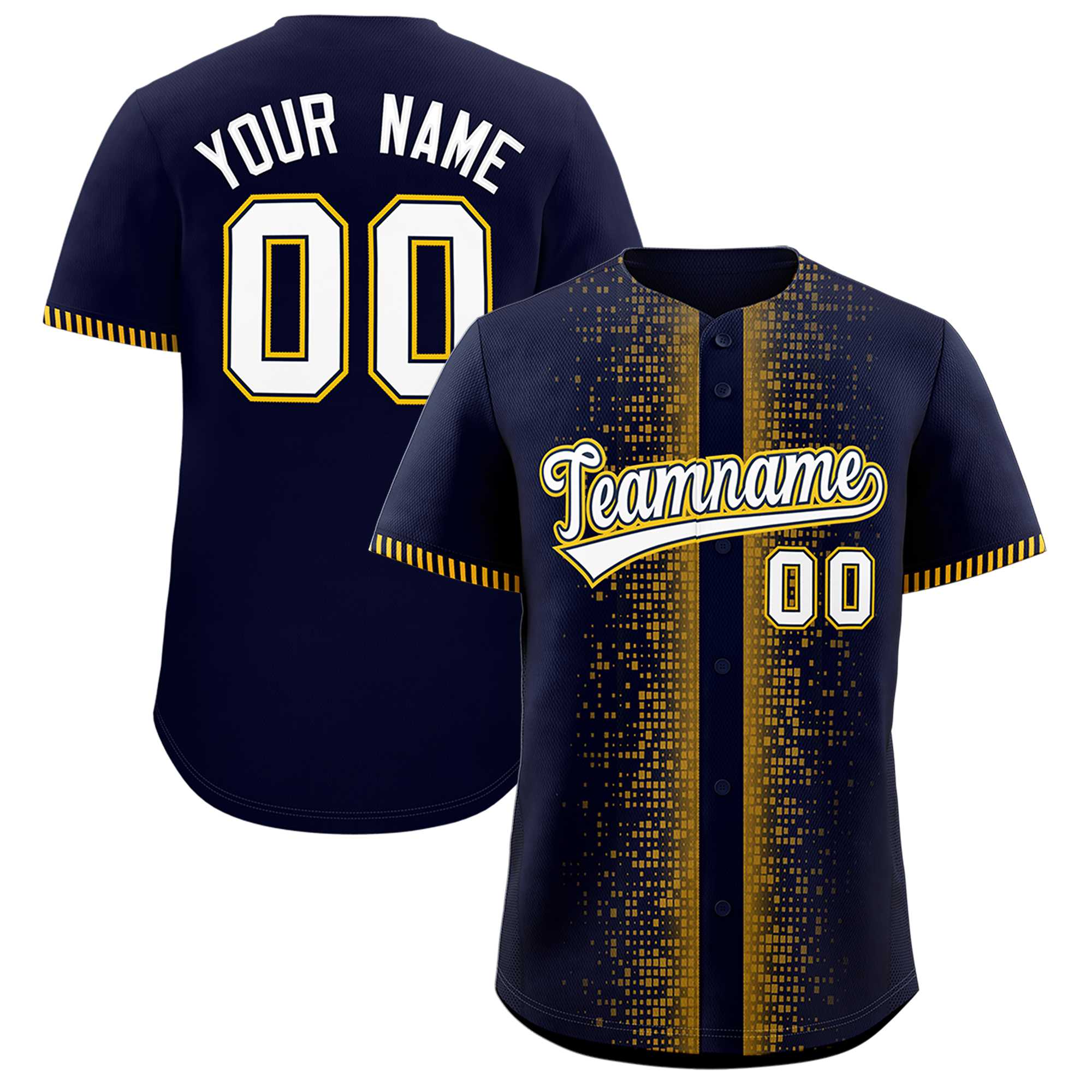 Custom Navy Yellow Personalized Phonetic Rhythm Authentic Baseball Jersey