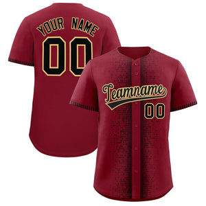 Custom Crimson Black Personalized Phonetic Rhythm Authentic Baseball Jersey