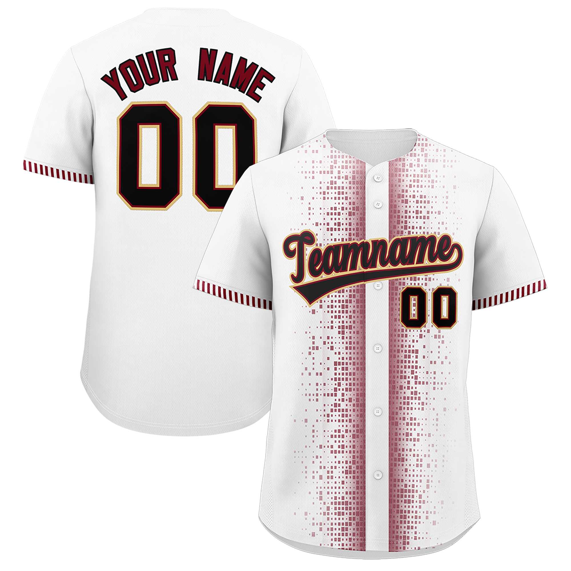 Custom White Crimson Personalized Phonetic Rhythm Authentic Baseball Jersey