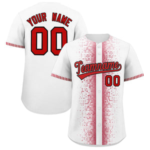 Custom White Red Personalized Phonetic Rhythm Authentic Baseball Jersey