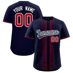 Custom Navy Red Personalized Phonetic Rhythm Authentic Baseball Jersey