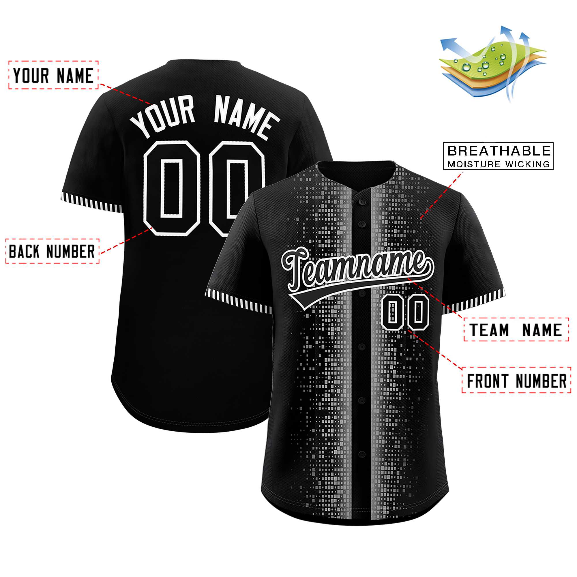 Custom Black White Personalized Phonetic Rhythm Authentic Baseball Jersey