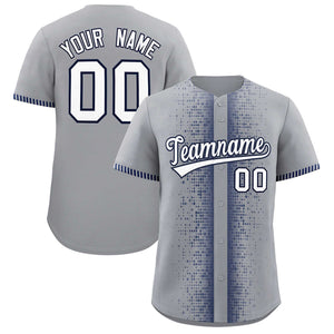 Custom Gray Navy Personalized Phonetic Rhythm Authentic Baseball Jersey