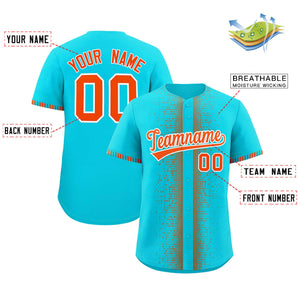 Custom Aqua Orange Personalized Phonetic Rhythm Authentic Baseball Jersey