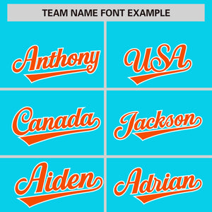 Custom Aqua Orange Personalized Phonetic Rhythm Authentic Baseball Jersey