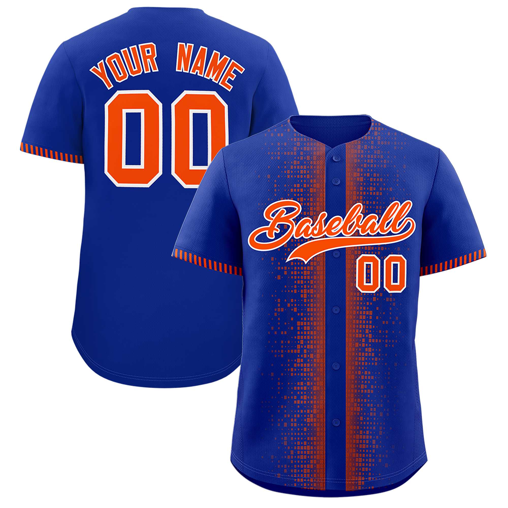 Custom Royal Orange Personalized Phonetic Rhythm Authentic Baseball Jersey