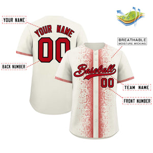 Custom Cream Red Personalized Phonetic Rhythm Authentic Baseball Jersey