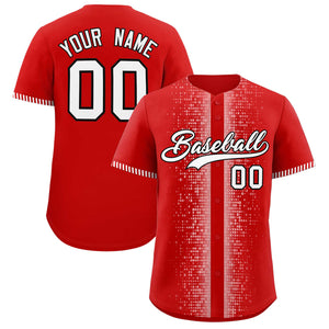 Custom Red White Personalized Phonetic Rhythm Authentic Baseball Jersey