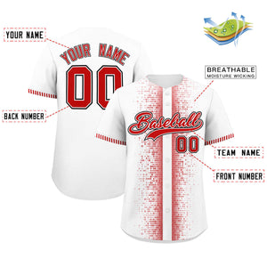 Custom White Red Personalized Phonetic Rhythm Authentic Baseball Jersey