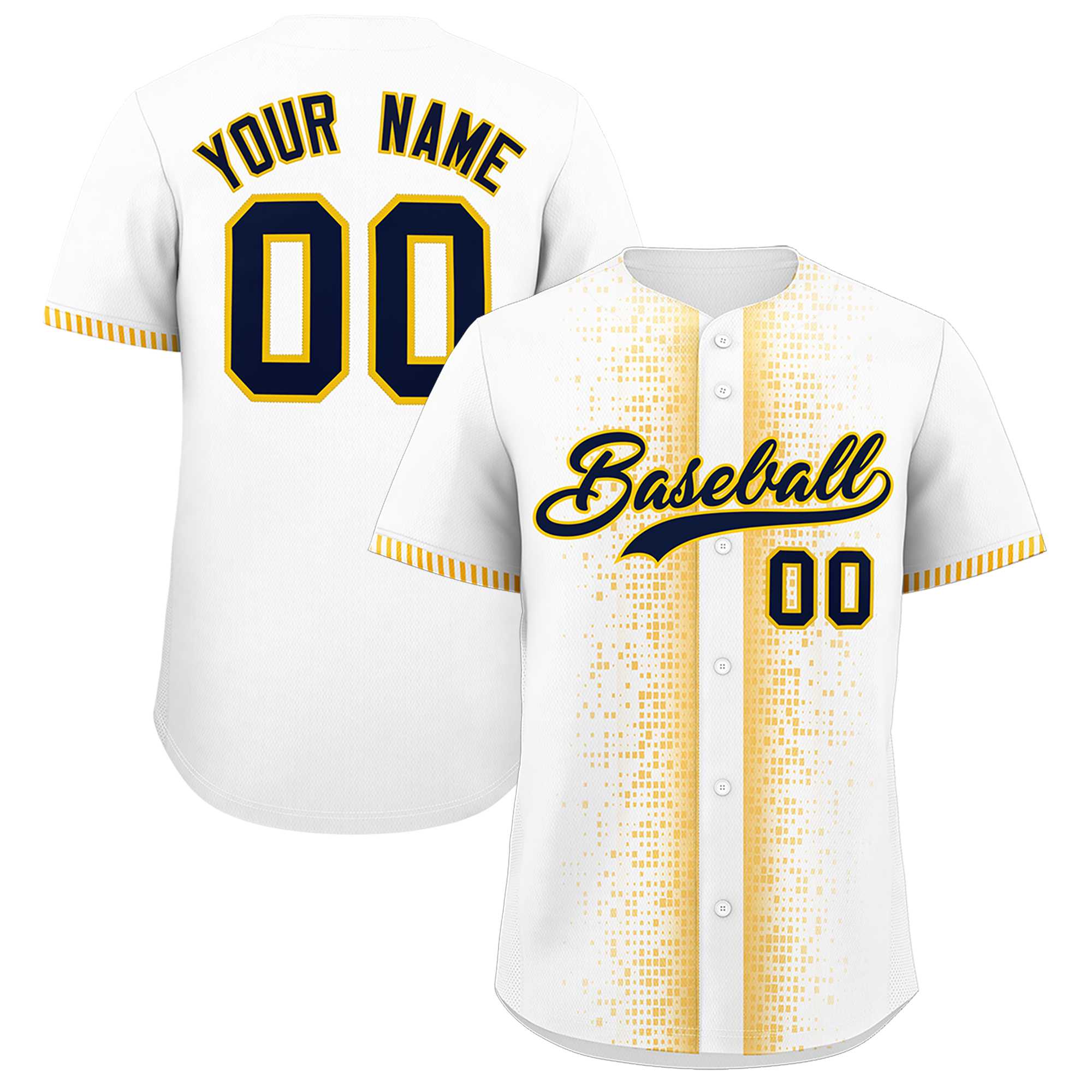 Custom White Gold Personalized Phonetic Rhythm Authentic Baseball Jersey