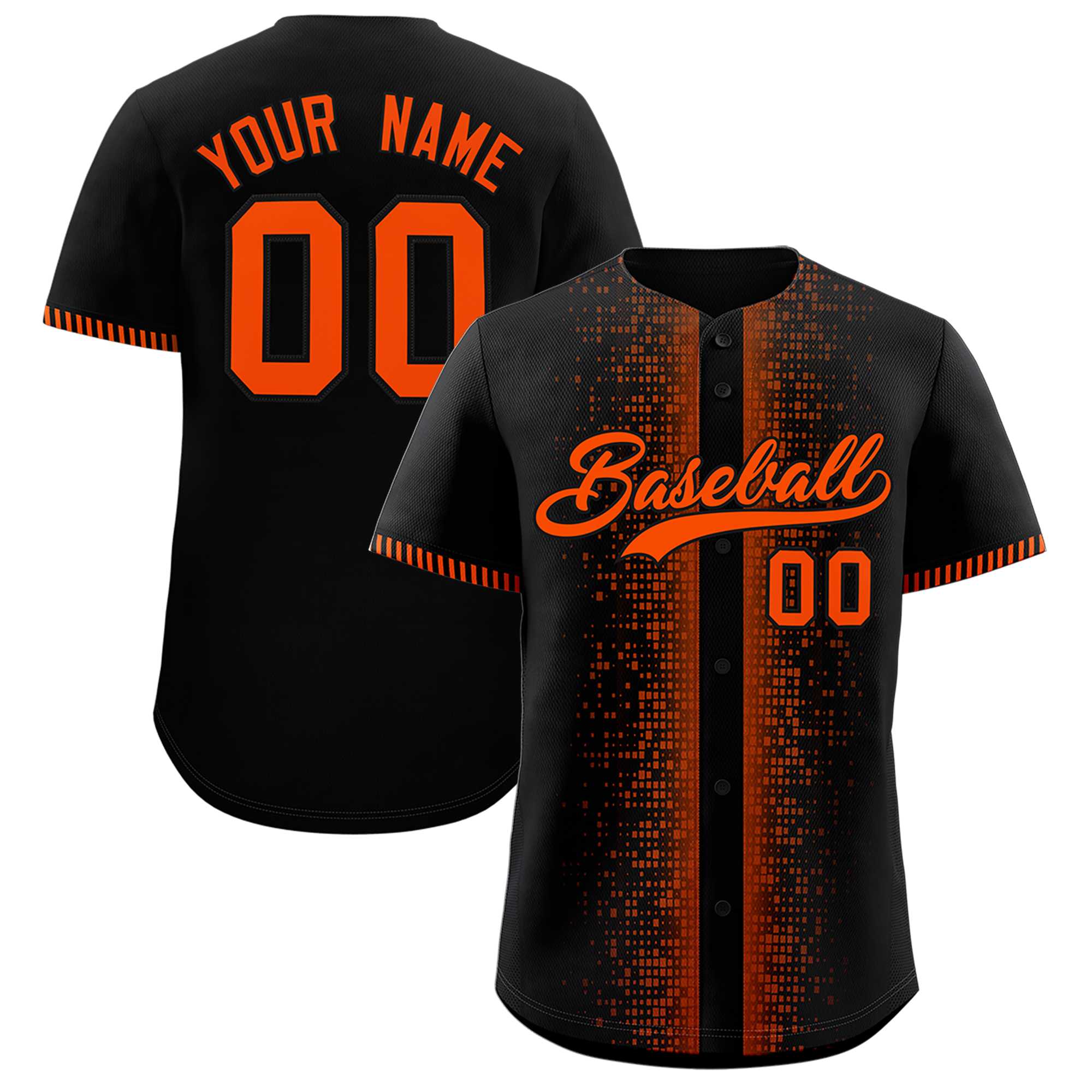 Custom Black Orange Personalized Phonetic Rhythm Authentic Baseball Jersey