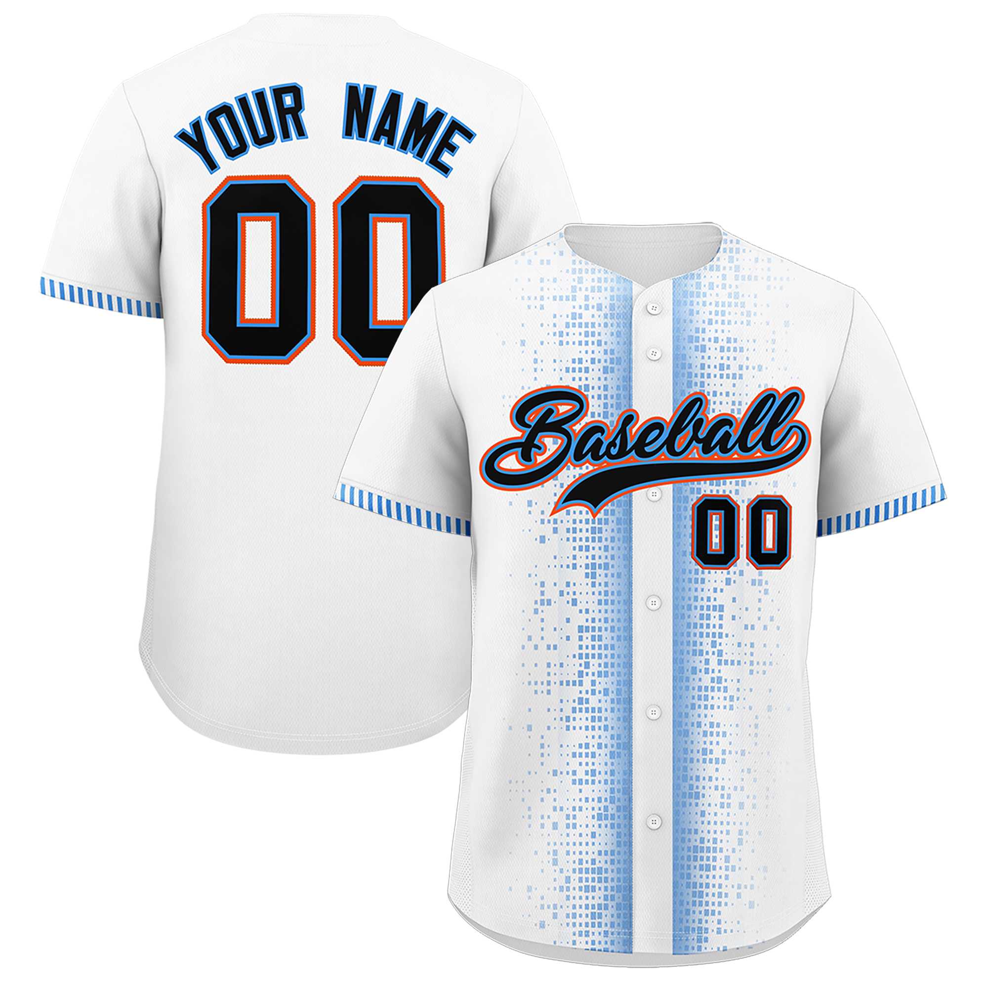 Custom White Powder Blue Personalized Phonetic Rhythm Authentic Baseball Jersey