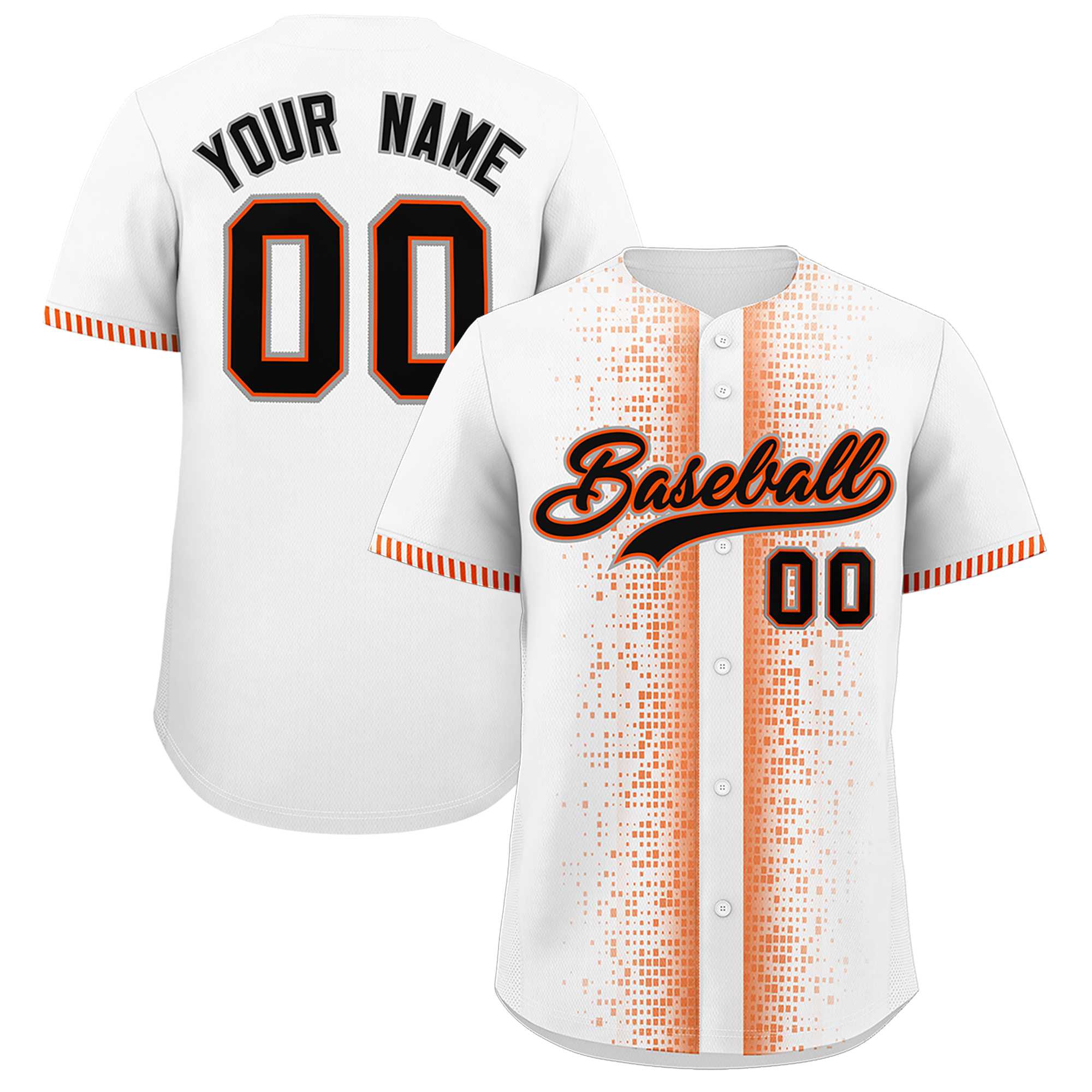 Custom White Orange Personalized Phonetic Rhythm Authentic Baseball Jersey