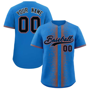 Custom Powder Blue Orange Personalized Phonetic Rhythm Authentic Baseball Jersey