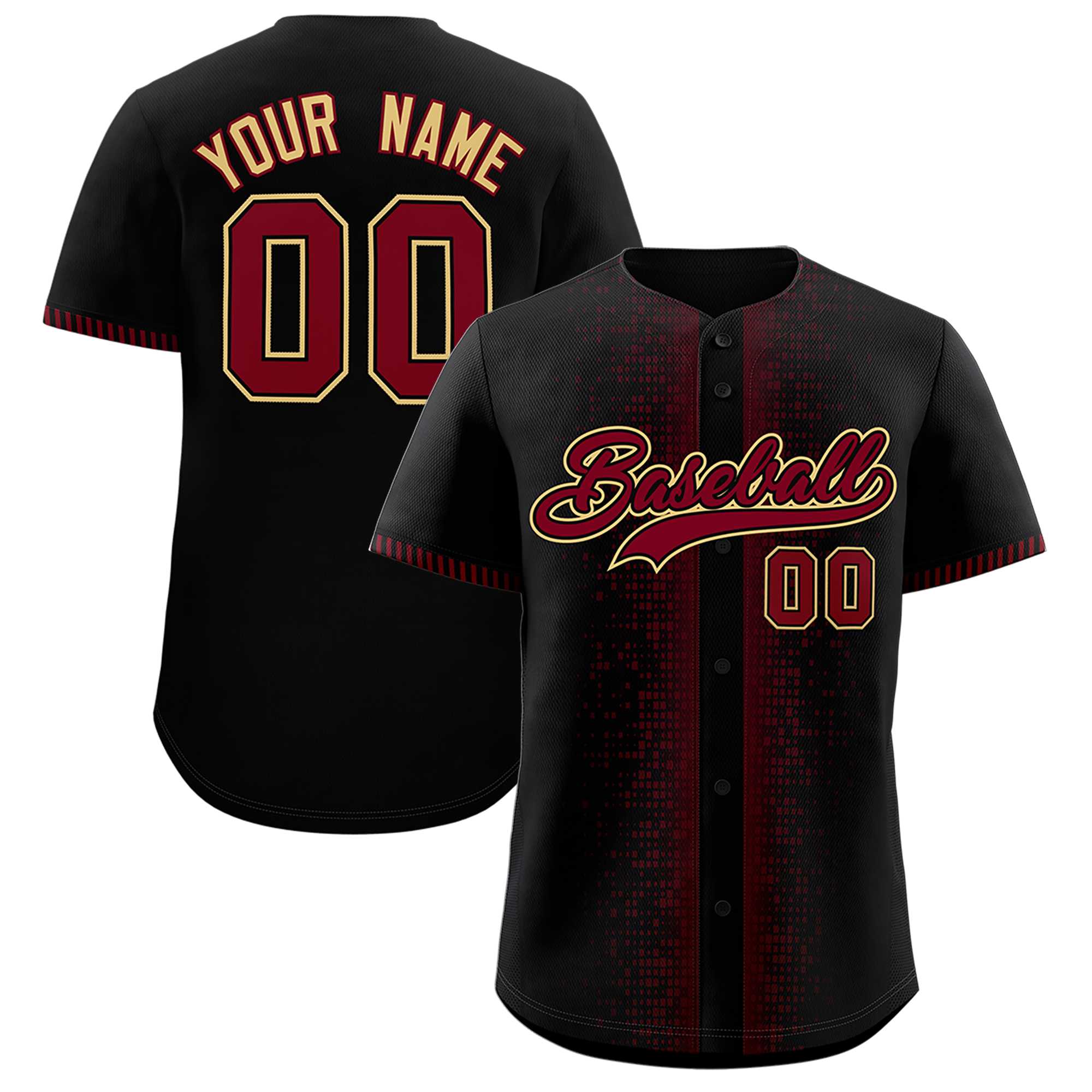 Custom Black Crimson Personalized Phonetic Rhythm Authentic Baseball Jersey