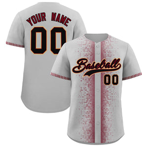 Custom Gray Crimson Personalized Phonetic Rhythm Authentic Baseball Jersey