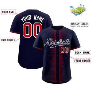 Custom Navy Red Personalized Phonetic Rhythm Authentic Baseball Jersey