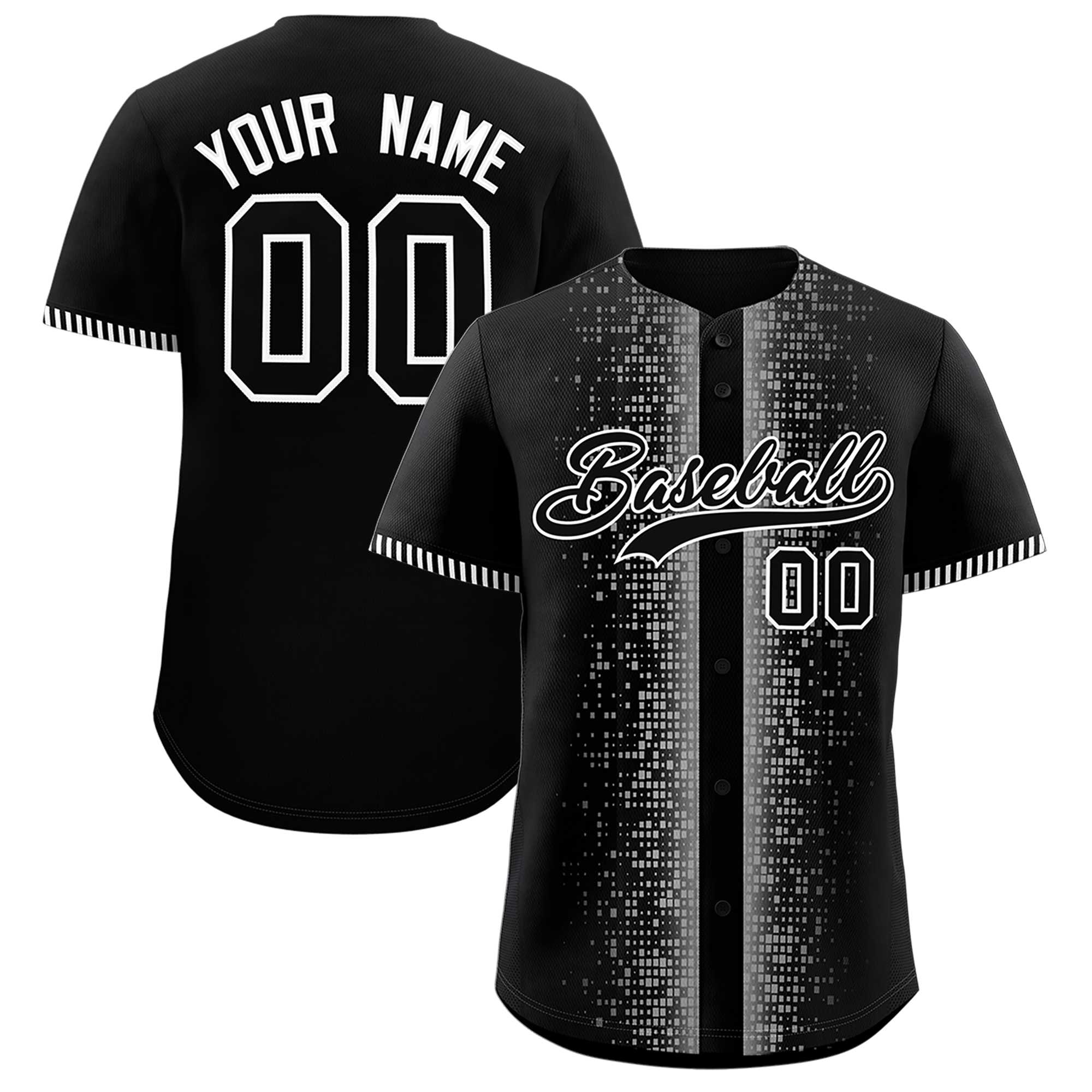 Custom Black White Personalized Phonetic Rhythm Authentic Baseball Jersey