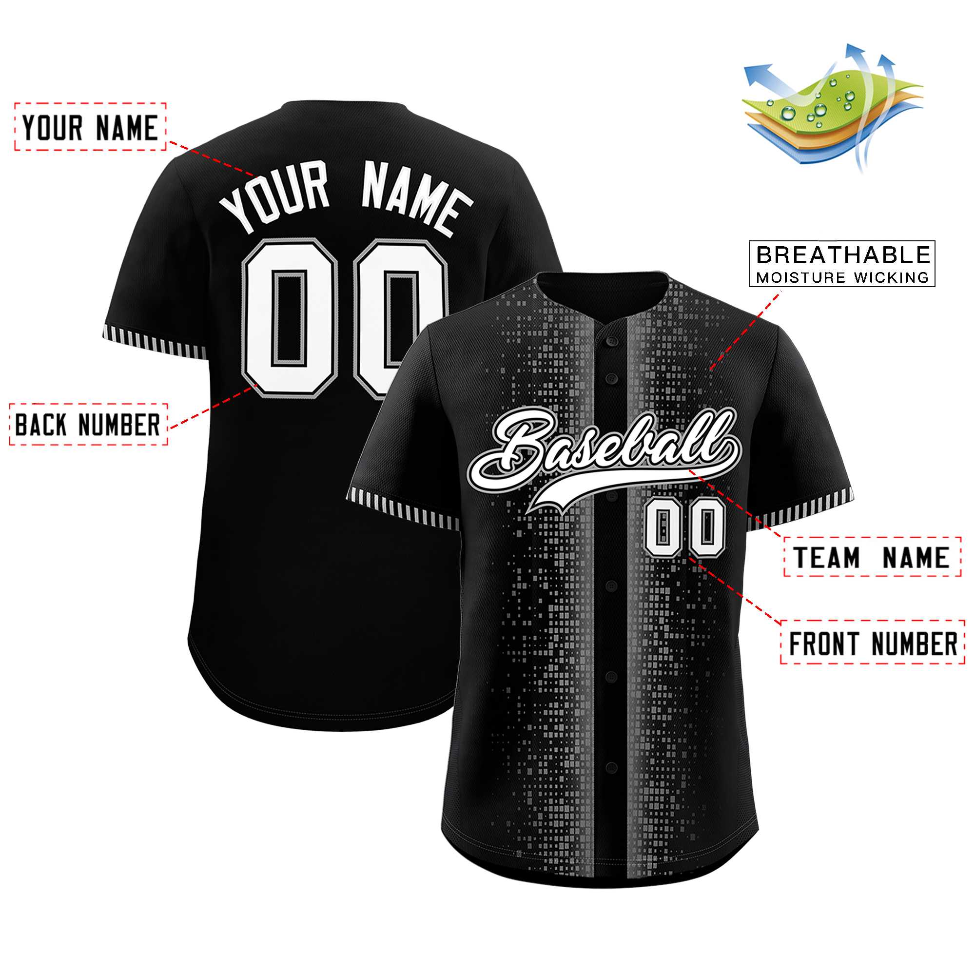 Custom Black Gray Personalized Phonetic Rhythm Authentic Baseball Jersey