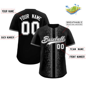 Custom Black Gray Personalized Phonetic Rhythm Authentic Baseball Jersey