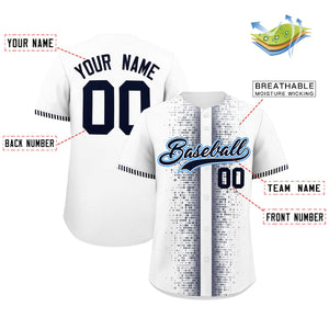 Custom White Navy Personalized Phonetic Rhythm Authentic Baseball Jersey