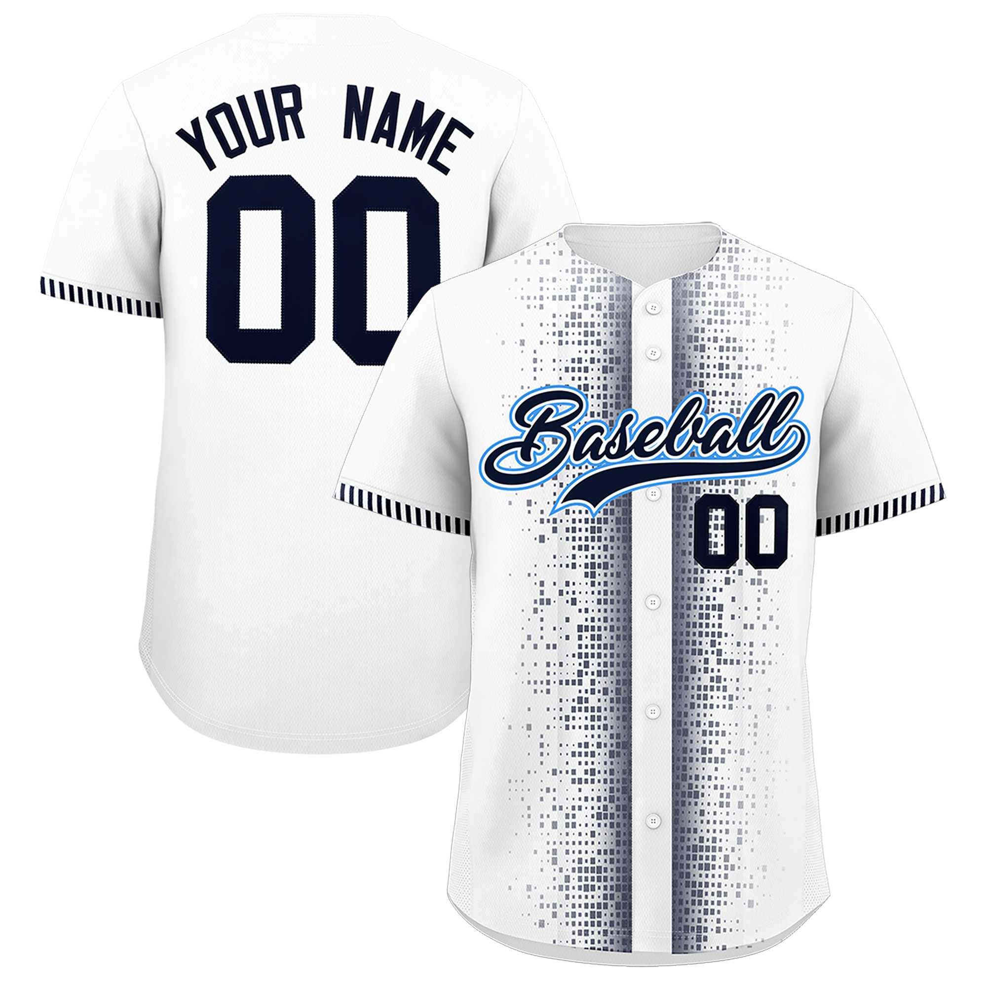 Custom White Navy Personalized Phonetic Rhythm Authentic Baseball Jersey