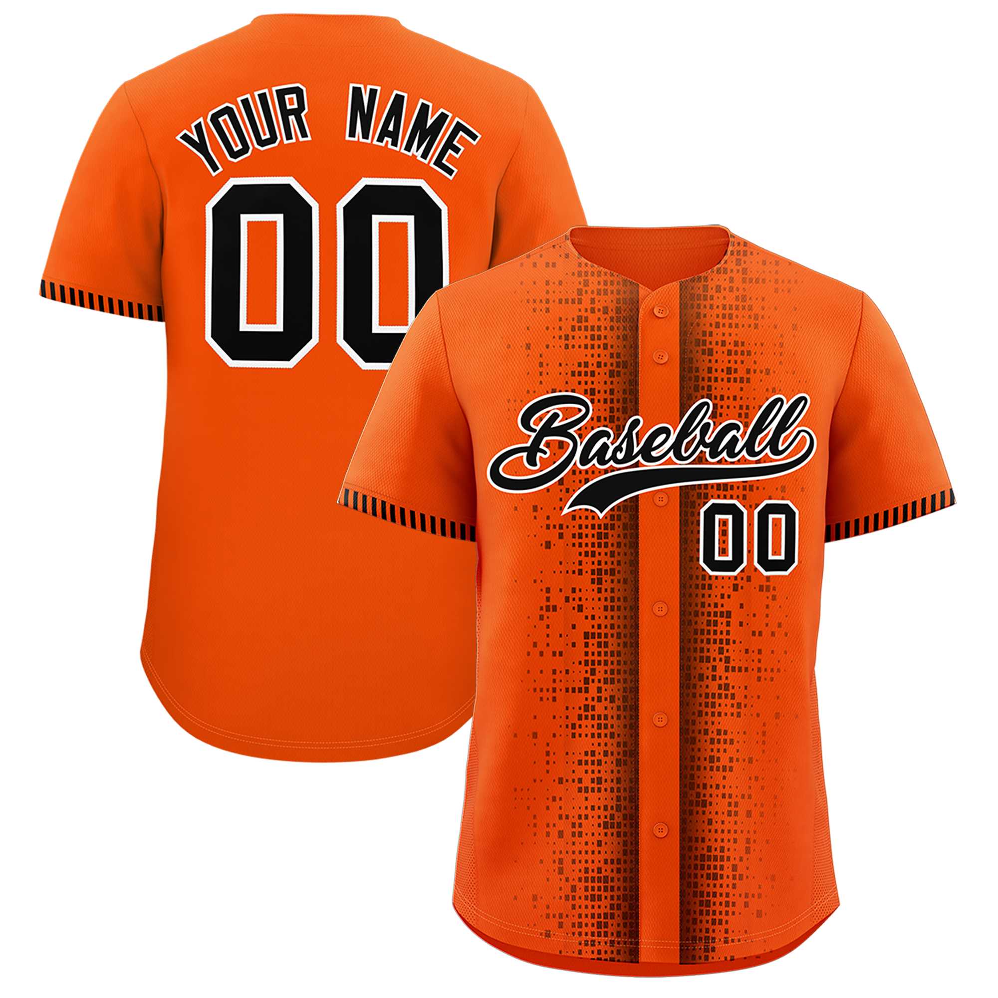 Custom Orange Black Personalized Phonetic Rhythm Authentic Baseball Jersey