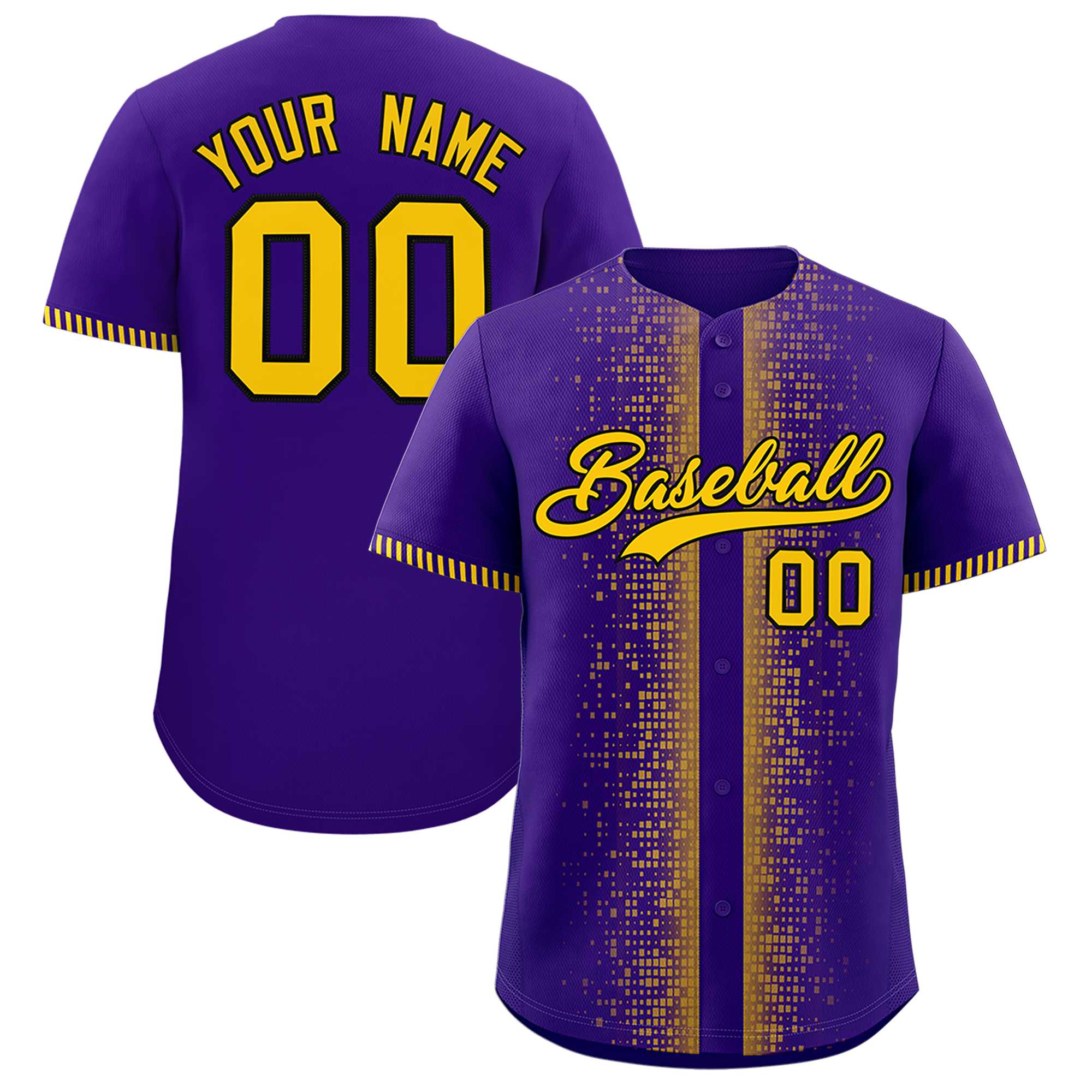 Custom Purple Gold Personalized Phonetic Rhythm Authentic Baseball Jersey