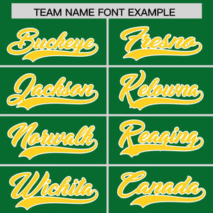 Custom Kelly Green Gold Personalized Phonetic Rhythm Authentic Baseball Jersey