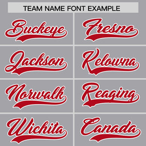 Custom Gray Red Personalized Phonetic Rhythm Authentic Baseball Jersey